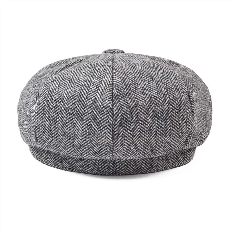 JANGOUL Boys Vintage Newsboy Cap Tweed Flat Beret Cabbie Hat for Kids Toddler Pageboy (56cm(6-8 Years Old), Grey) - Image 4